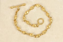 22K Gold River Nugget Link Bracelet with Toggle Clasp