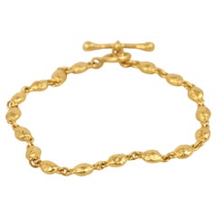 22K Gold River Nugget Link Bracelet with Toggle Clasp