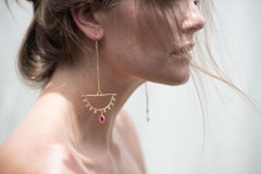 Margery Hirschey 22 Karat Gold Ruby and Diamond Fan Earrings