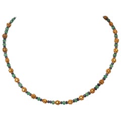 Retro 22 Karat Gold Sapphire and Emerald Necklace by Deborah Lockhart Phillips