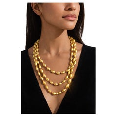 22k Gold Silver Oval Dholki Beads and Ruby Beads 3 line necklace Indian Tribal