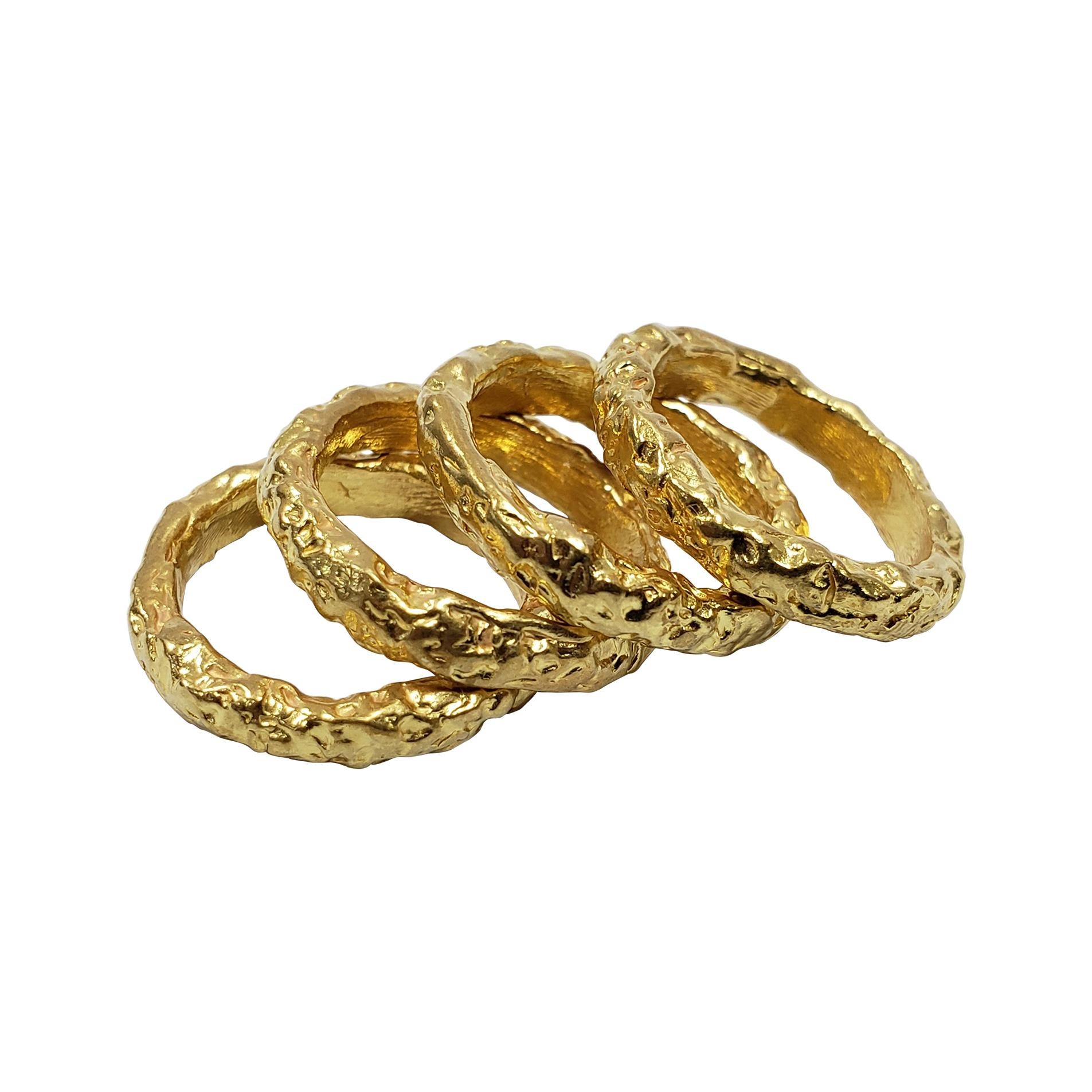 22k Gold Chunky Foil Stacking Rings by Tagili For Sale