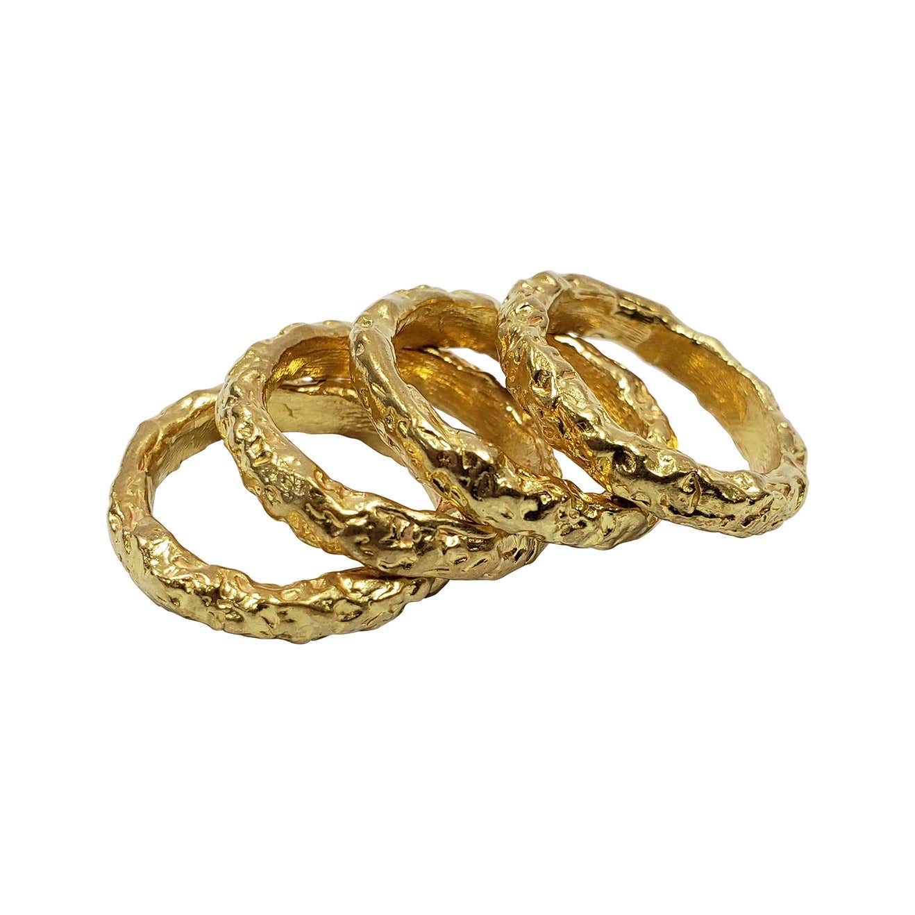 22k Gold Chunky Foil Stacking Rings by Tagili For Sale at 1stDibs