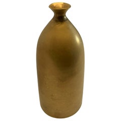 22-Karat Gold Stoneware Bottle Shape Vase by American Ceramicist Sandi Fellman