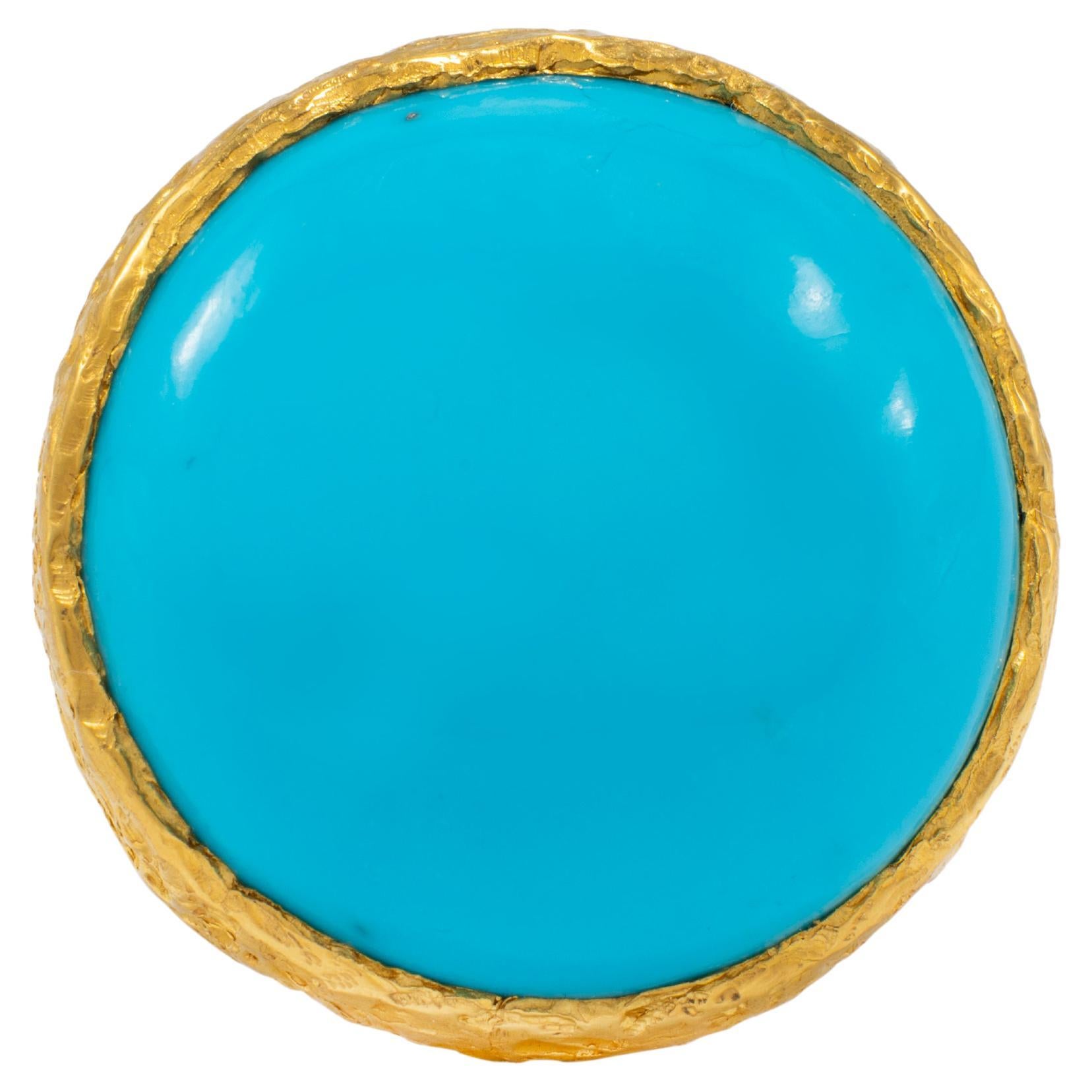 22k Gold Summer Signature Turquoise Cocktail Ring by Tagili For Sale