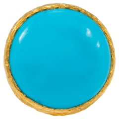 Bague cocktail signature d'été en or 22 carats avec turquoise de Tagili