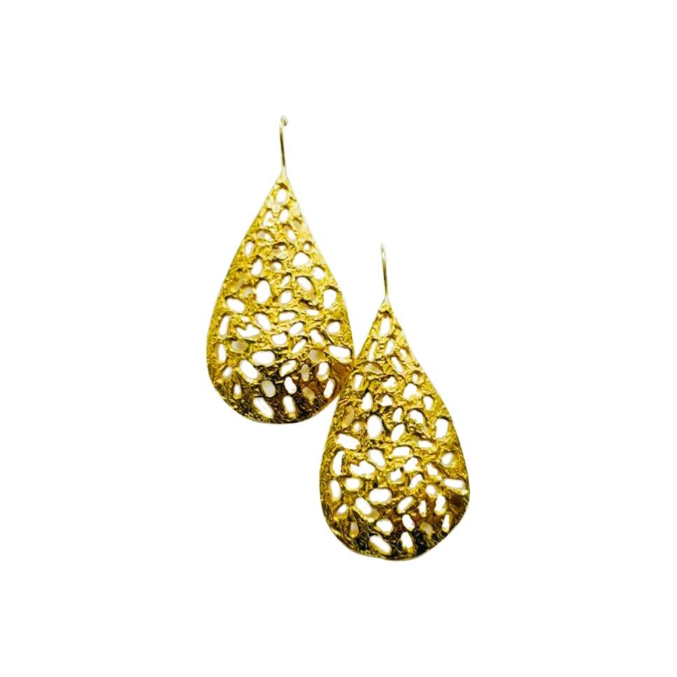 22k Gold Teardrop Earrings by Tagili For Sale