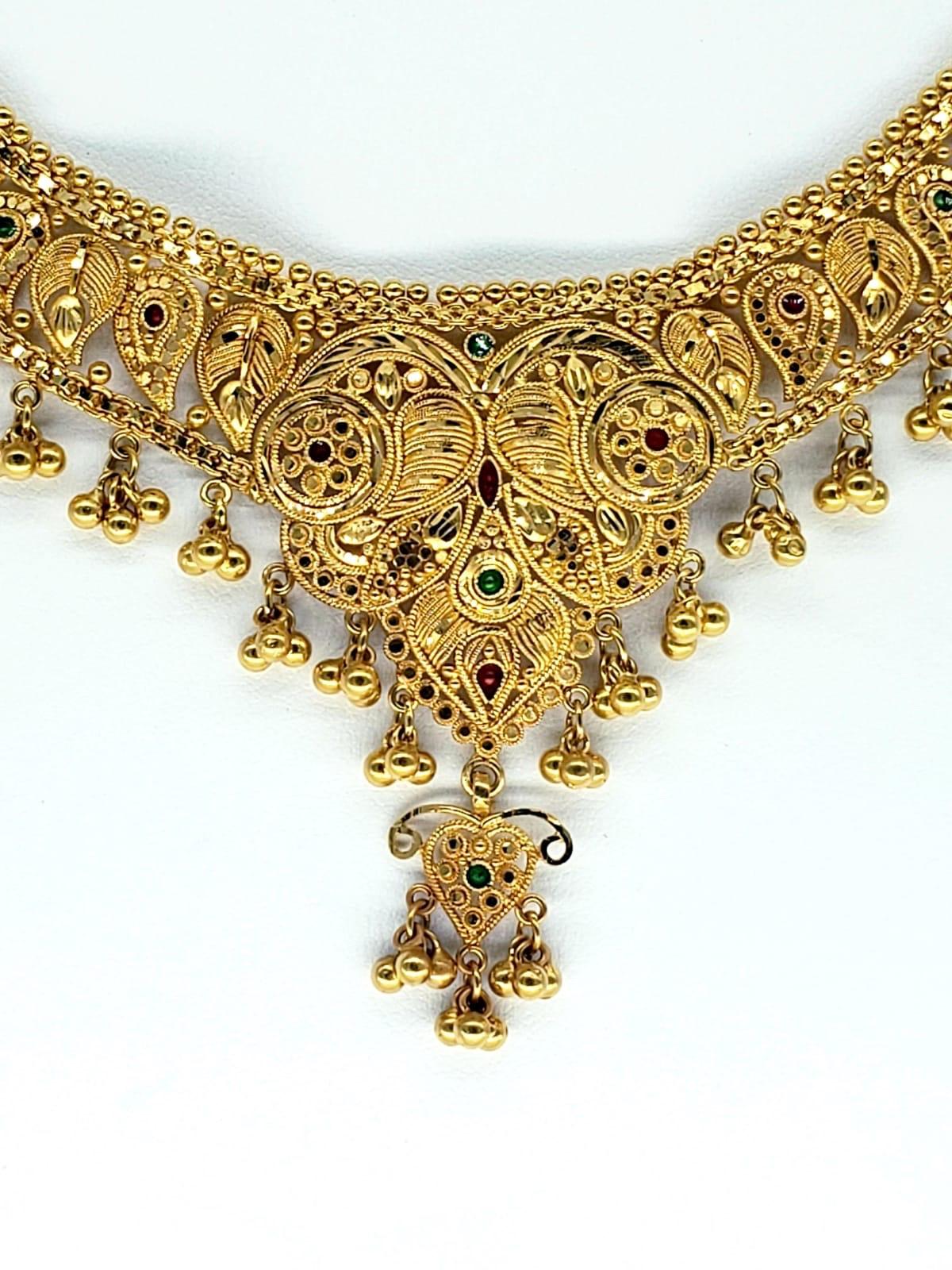 wedding 22 k solid gold filigree necklace choker pendant