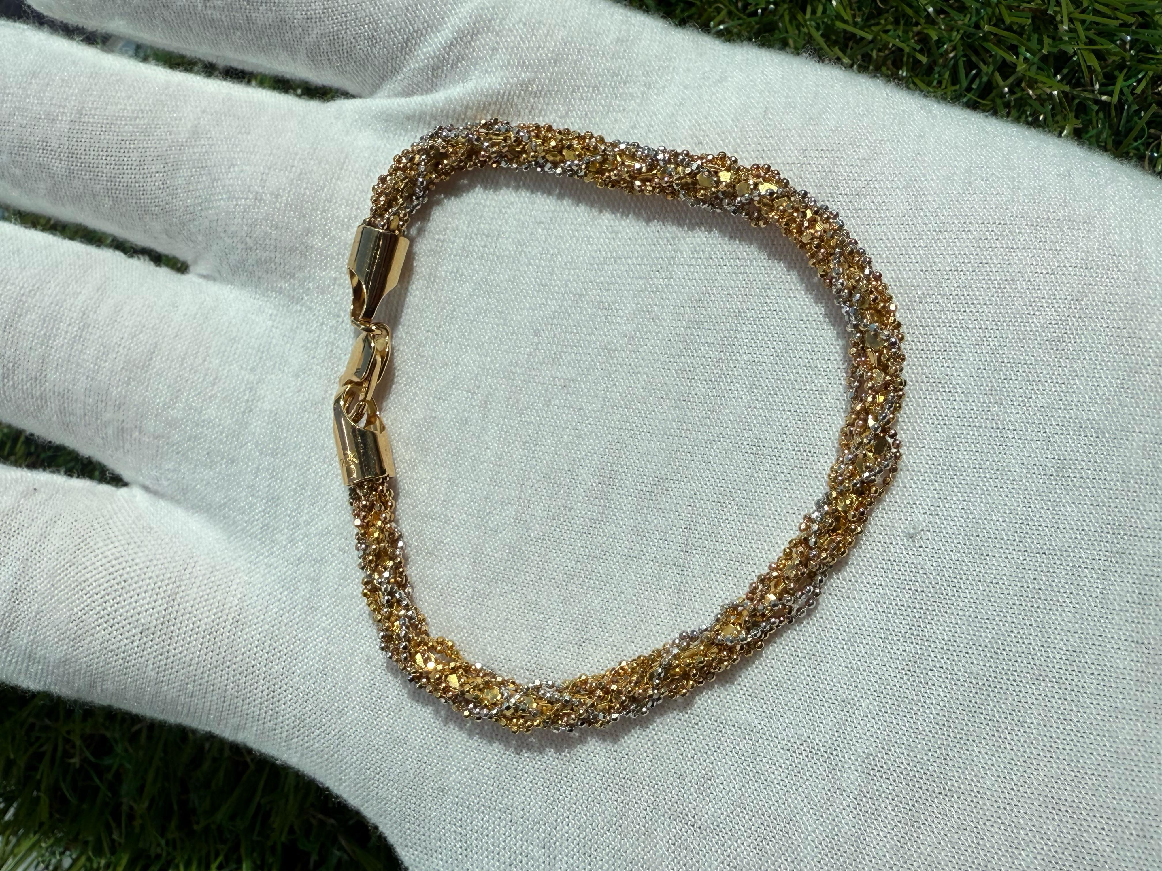22K Gold Tri-Tone Bracelet from Dubai Yellow White & Rose Gold 12.60 Grams Total For Sale 7