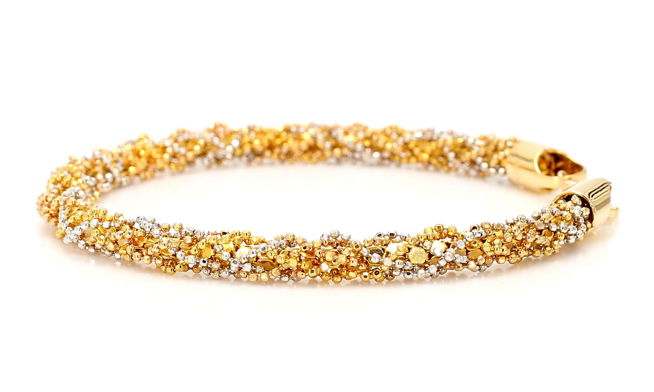 22K Gold Tri-Tone Bracelet from Dubai Yellow White & Rose Gold 12.60 Grams Total In New Condition For Sale In New York, NY