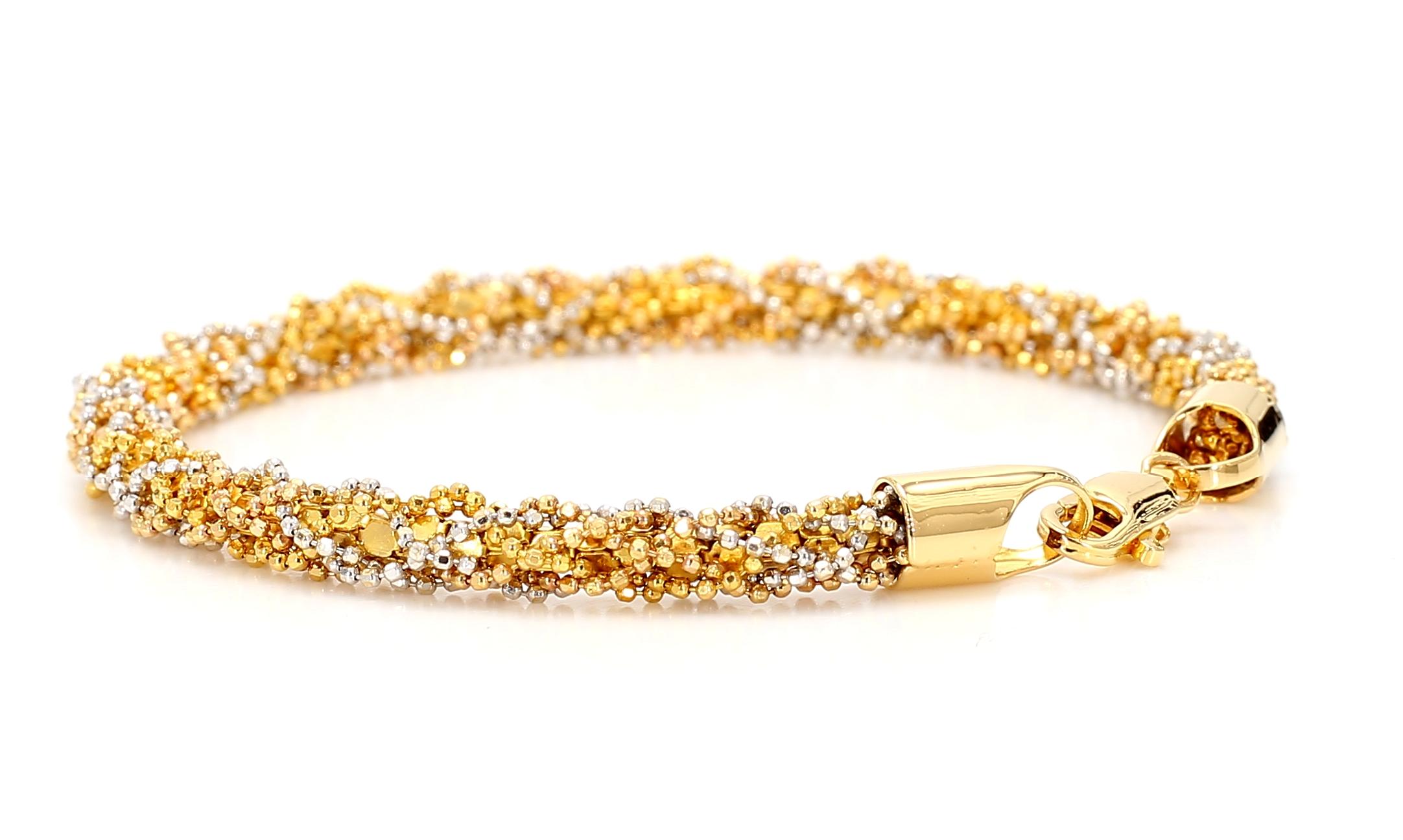 Women's 22K Gold Tri-Tone Bracelet from Dubai Yellow White & Rose Gold 12.60 Grams Total For Sale