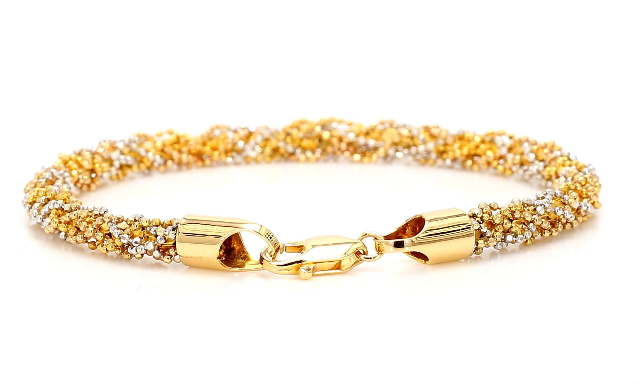 22K Gold Tri-Tone Bracelet from Dubai Yellow White & Rose Gold 12.60 Grams Total For Sale 1