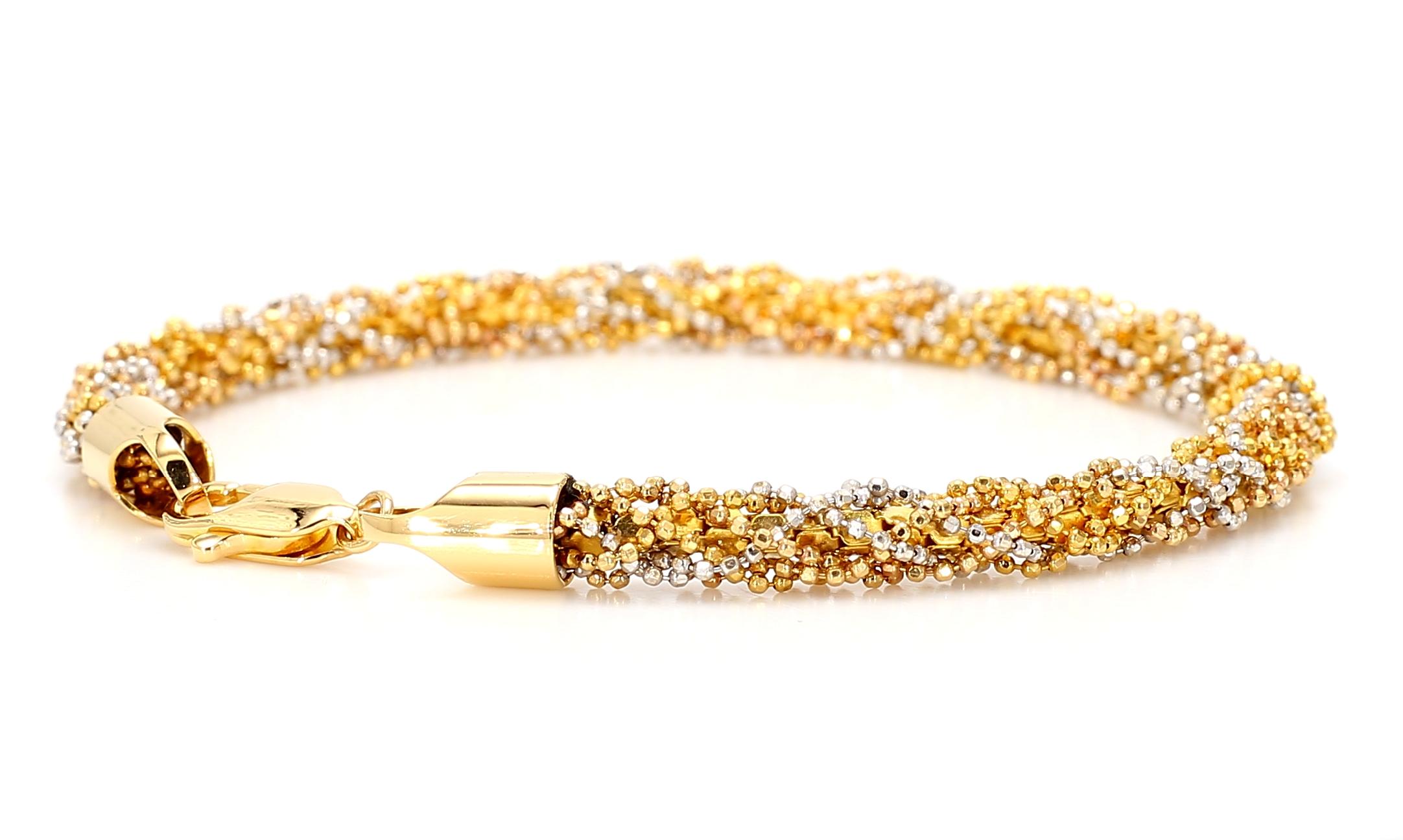 22K Gold Tri-Tone Bracelet from Dubai Yellow White & Rose Gold 12.60 Grams Total For Sale 2