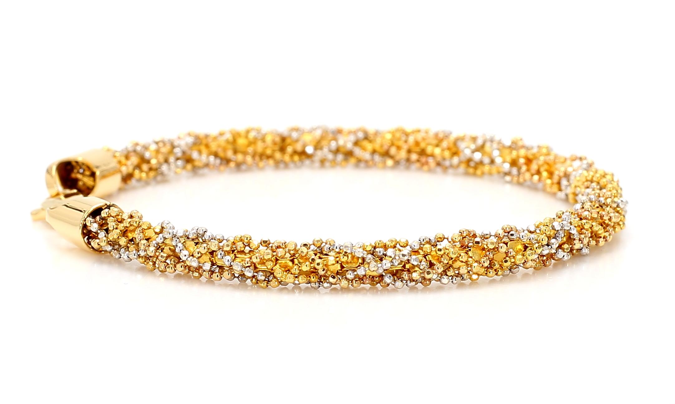 22K Gold Tri-Tone Bracelet from Dubai Yellow White & Rose Gold 12.60 Grams Total For Sale 3