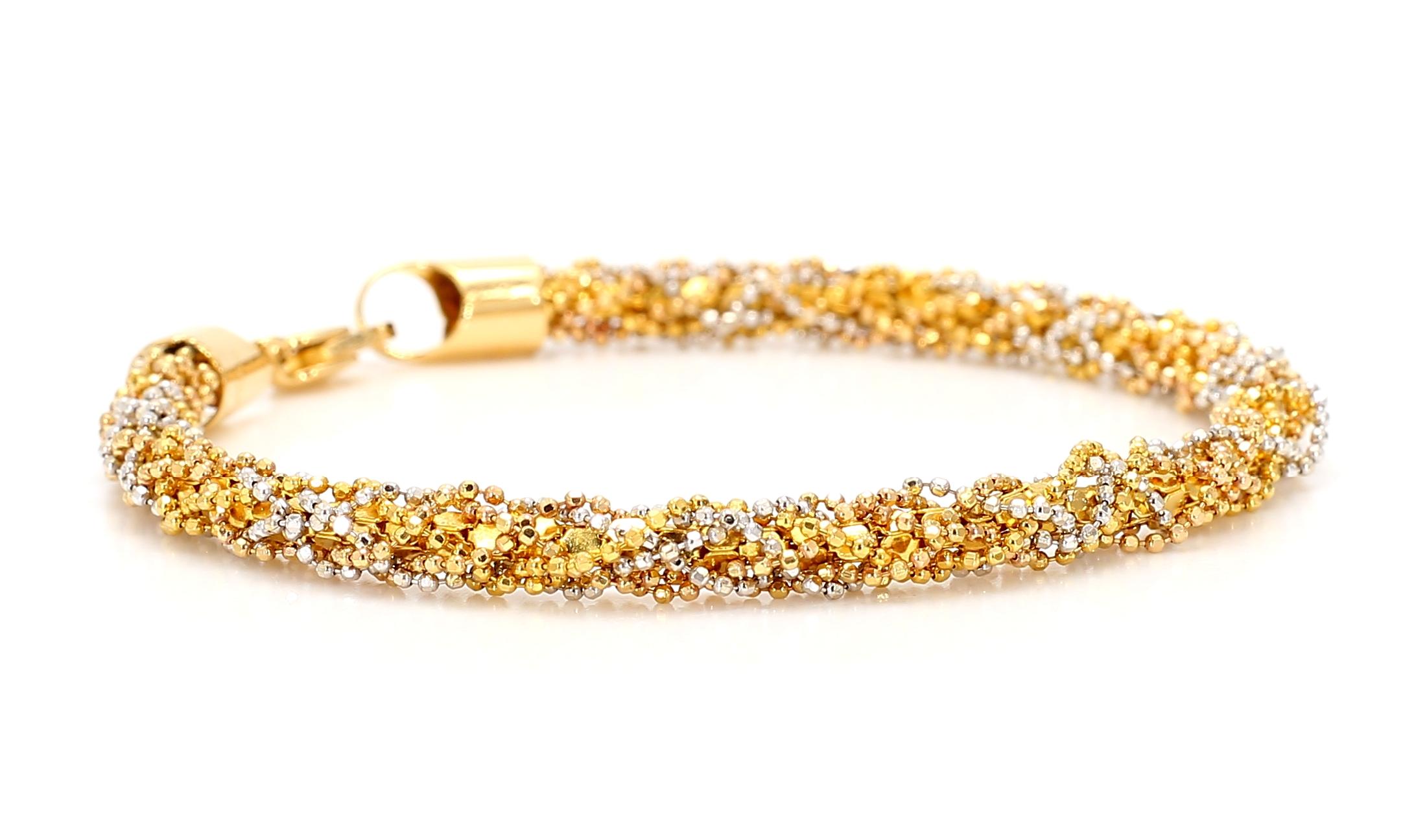 22K Gold Tri-Tone Bracelet from Dubai Yellow White & Rose Gold 12.60 Grams Total For Sale 4