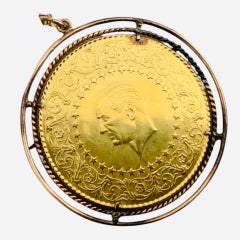 22K Gold Turkey Kurus 1964 Coin Pendant