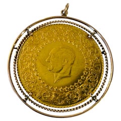 22K Gold Turkey Kurus 1964 Coin Pendant