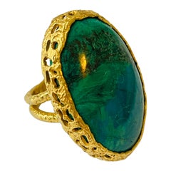 22k Gold Turquoise in Matrix Large Cocktail Ring