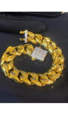 22K Gold  Unisex Dubai Cuban Link Chain Bracelet