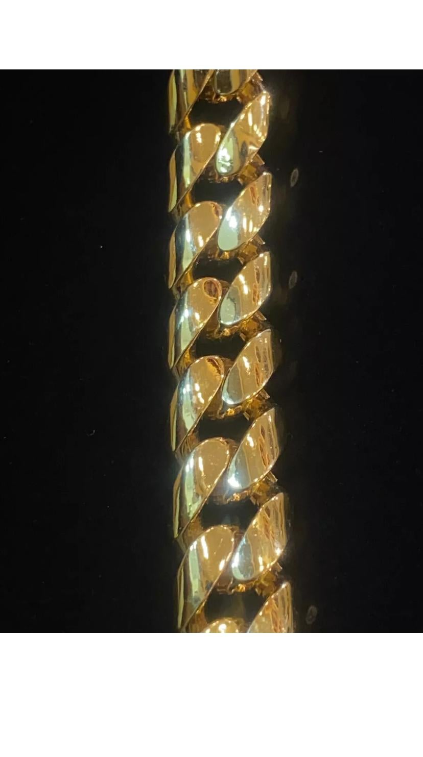 22K Gold  Unisex Dubai Cuban Link Chain Bracelet For Sale 5