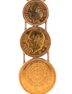 22k Gold USA Peso Coin Bezel Graduating Pendant Necklace - 20, 10, 5 Peso