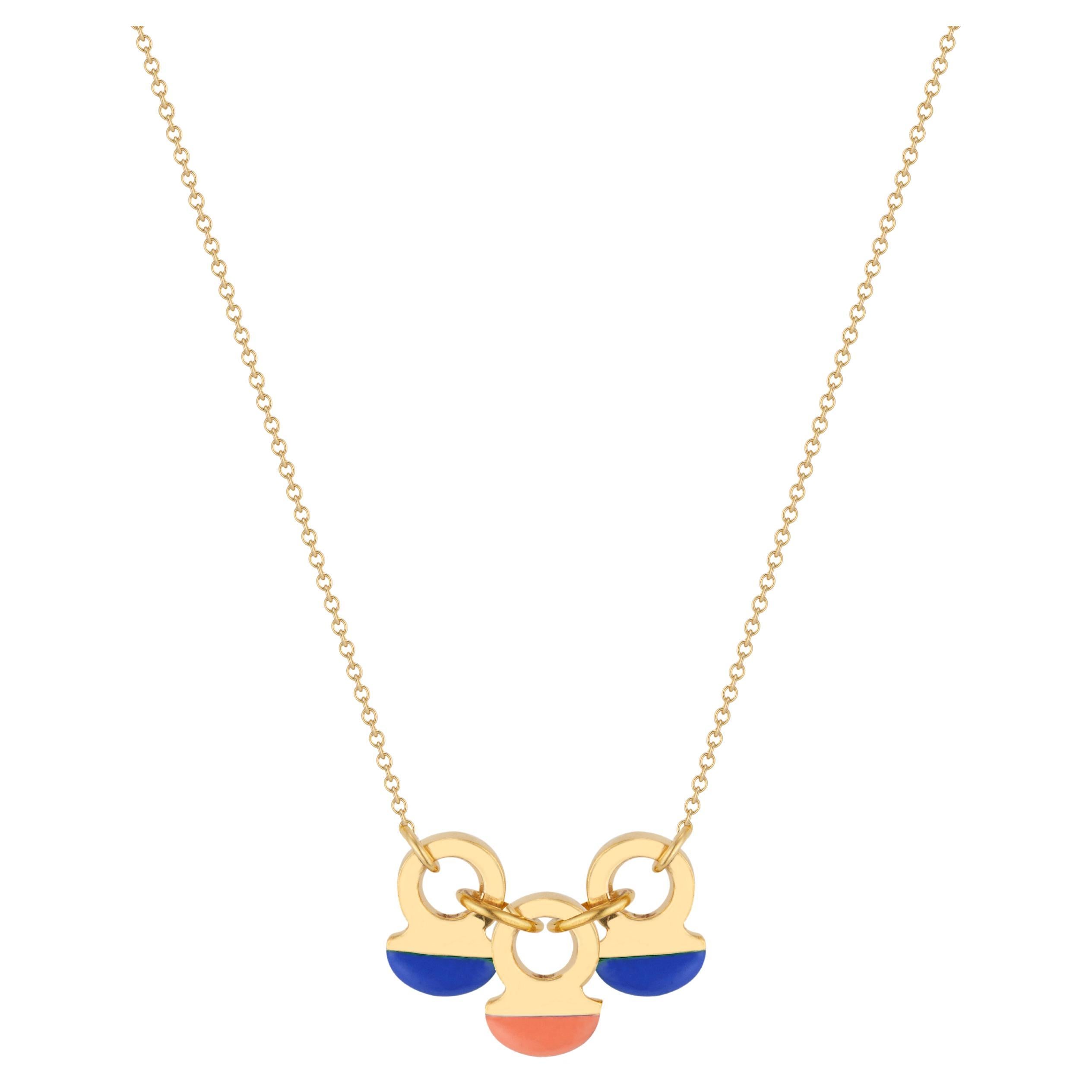 22K Gold Vermeil Talisman Trio Choker with Enamel Accents by Chee Lee New York