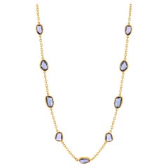 22k Handmade gold chain with Rose-Cut Sapphires 