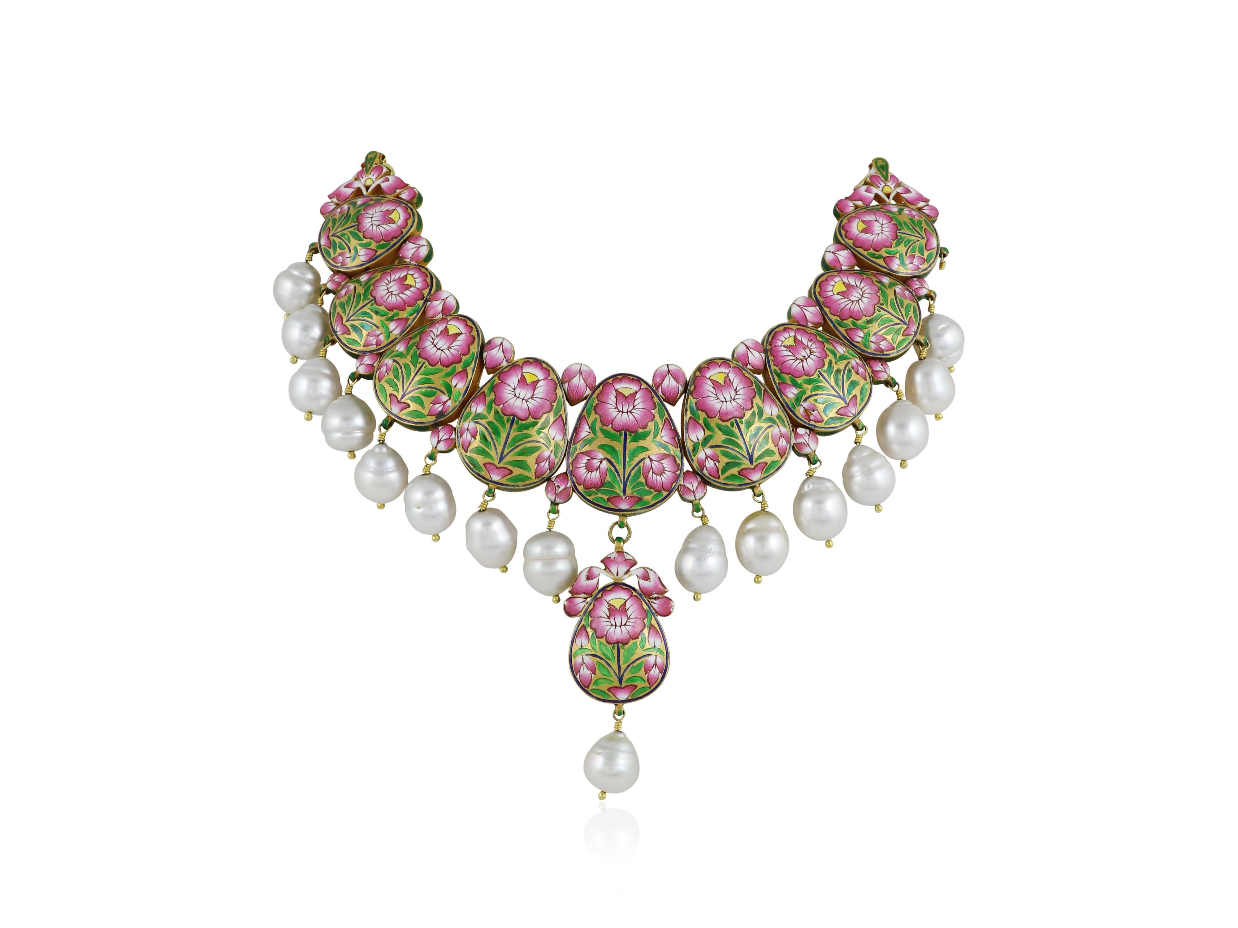 22K indian bridal navratna diamond polki necklace set  Indian wedding jewellery For Sale 1