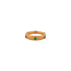 22k Karat Yellow Gold 0.64 Carat Ground-Cut Natural Emerald Eternity Band Ring