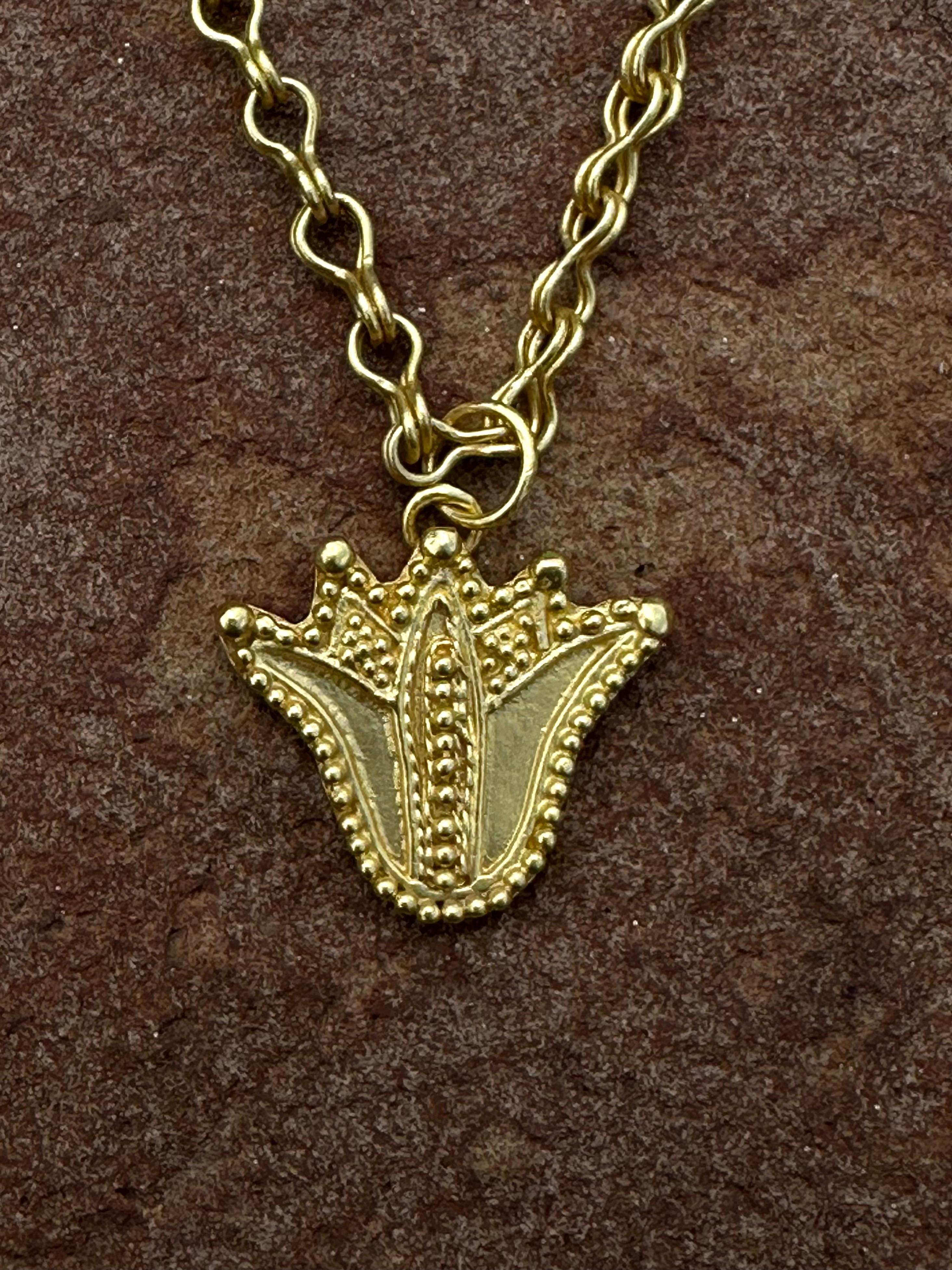 Egyptian Revival 22K Lotus pendant For Sale