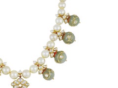 22K Mughal Maharaja Jade ball necklace with diamond polki and south sea pearl
