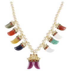 Collar Navratna de 22 quilates para bodas indias con polki de diamantes y piedras preciosas naturales