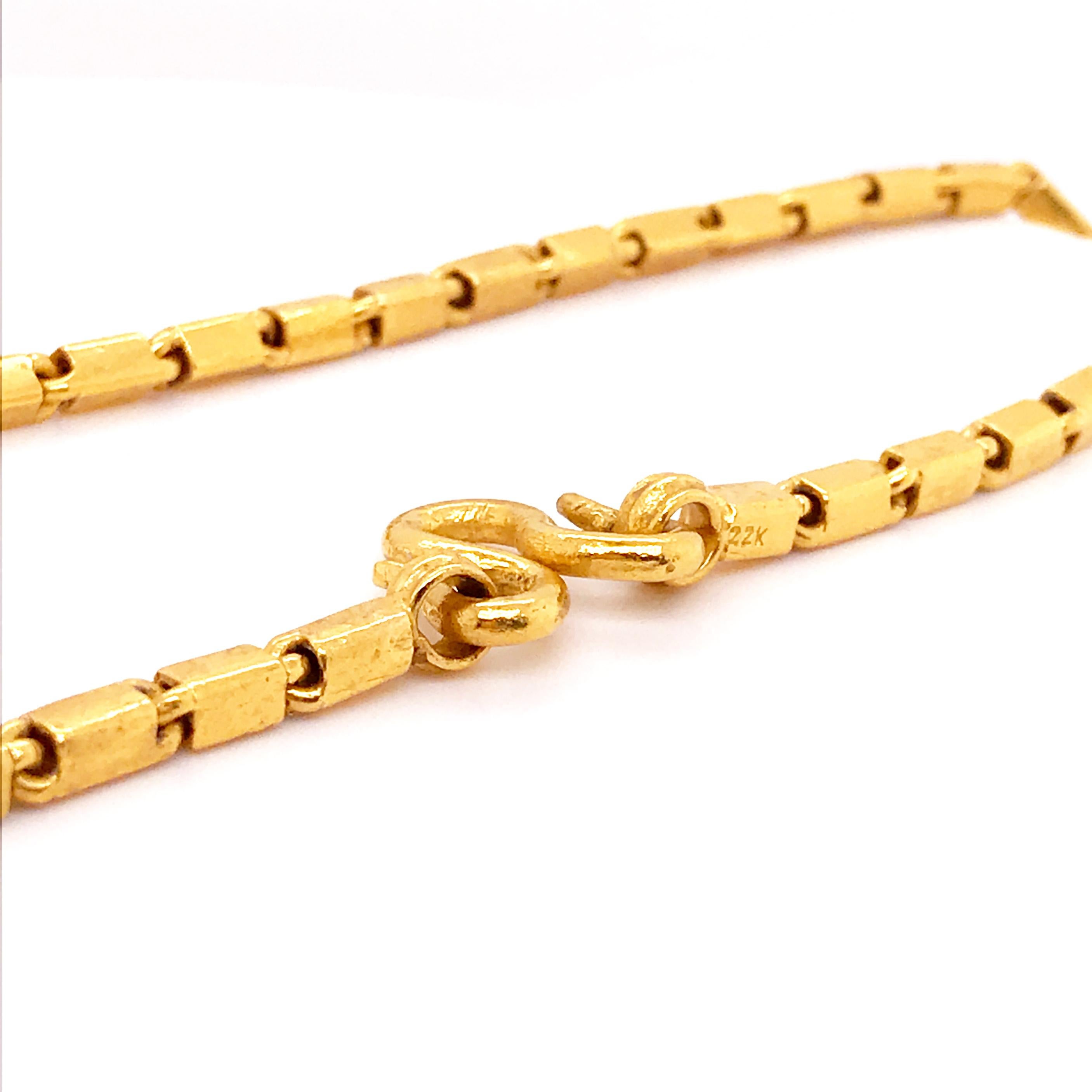 22K Pure Gold Baht Chain, 22kt Baht Box Chain, 22kt Yellow Gold Necklace, 22 Kt 2