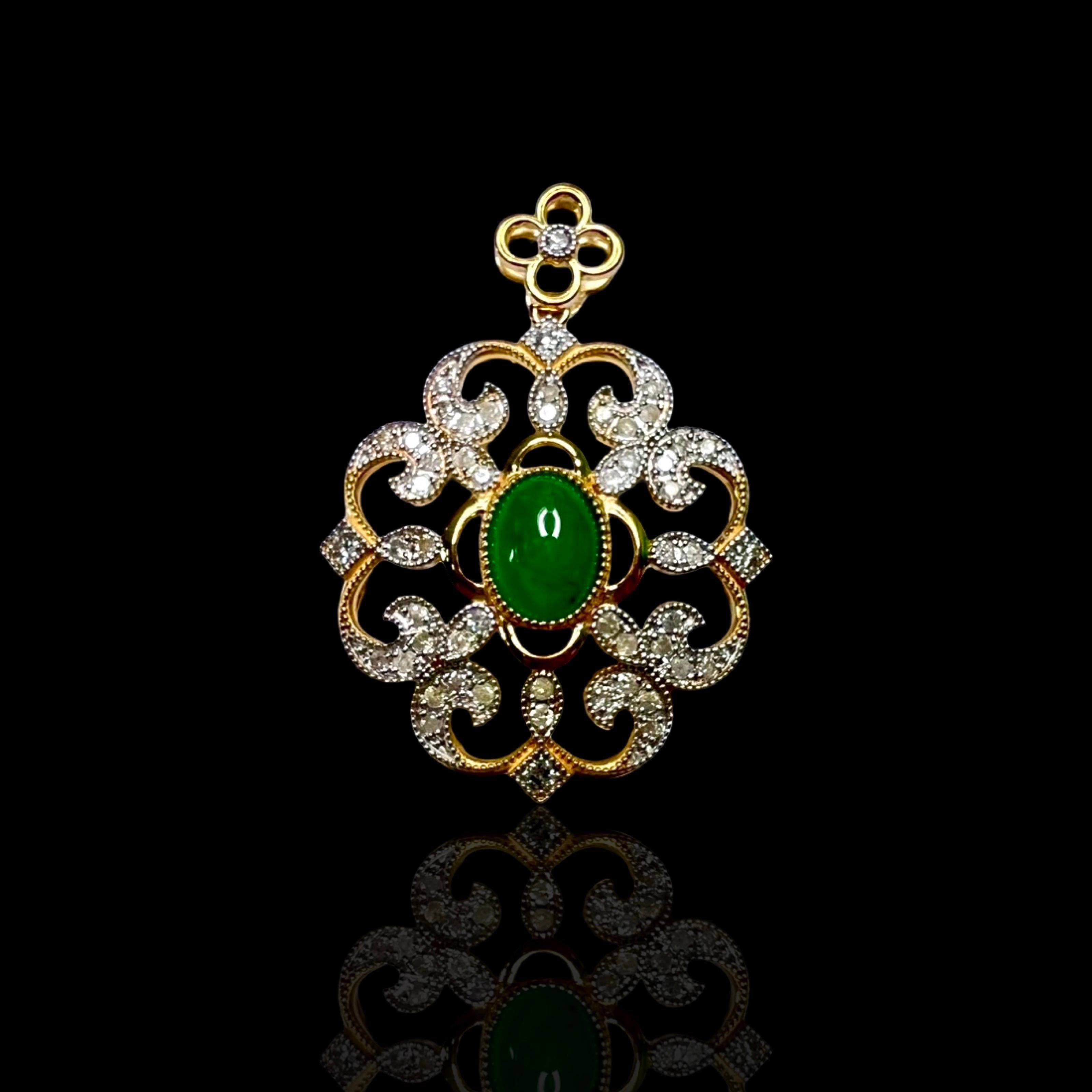 A True Heirloom in 22K Gold — Choose Your Emerald
• Materials: Solid 22K yellow gold 
• Center Stone: Natural Muzo emerald cabochon
• Emerald Size Options: 1.0ct, 1.5ct, or 2.0ct (select from photo #7)
• Accent Stones: Natural diamonds (~0.65ct