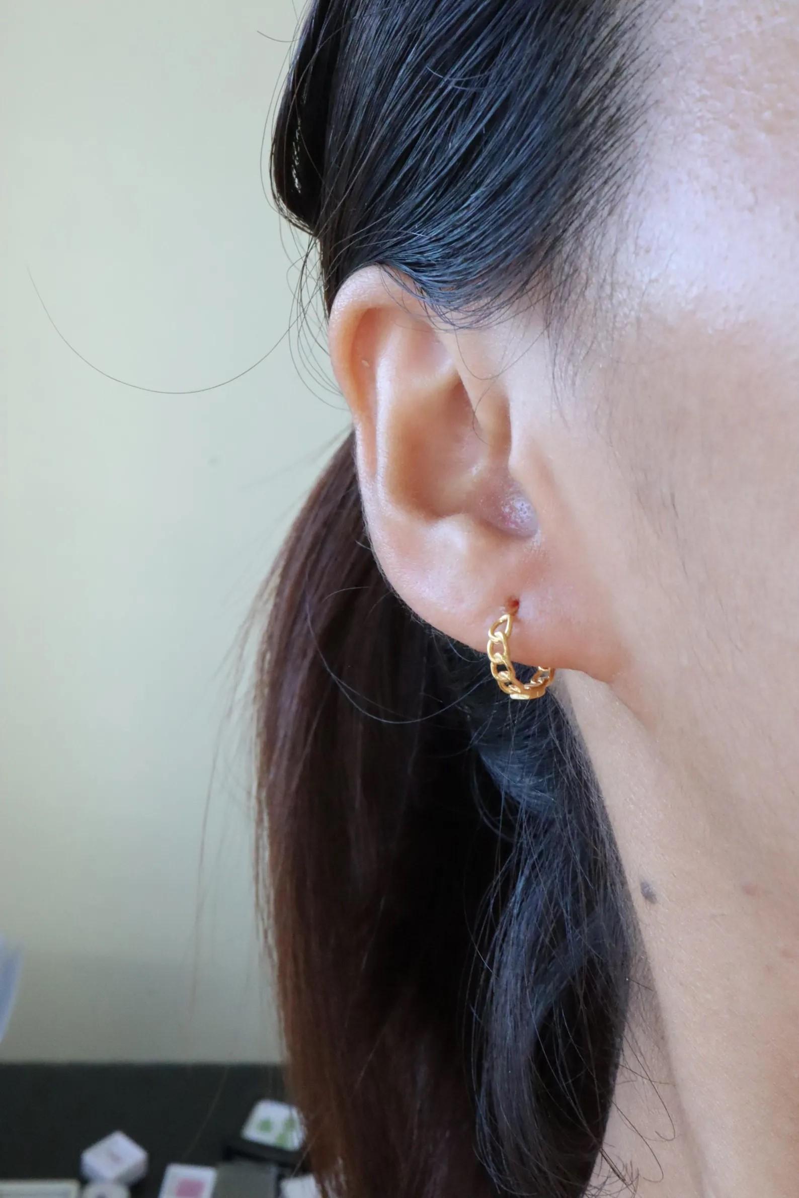 Art Deco 22k Solid Gold Hoop Earrings - 916 Pure Gold (Size 10 mm) For Sale