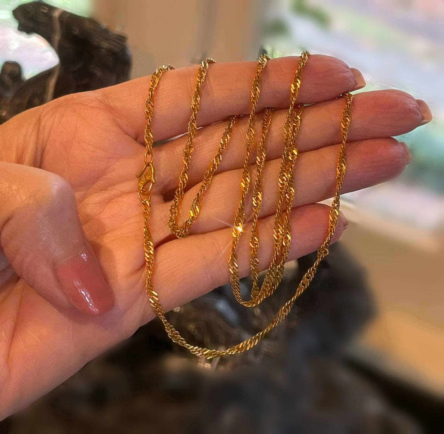 ¡Cadena de collar de oro macizo de 22 quilates amarillo vintage de 28,5 pulgadas de largo y 11,7 gramos de peso! en venta 1