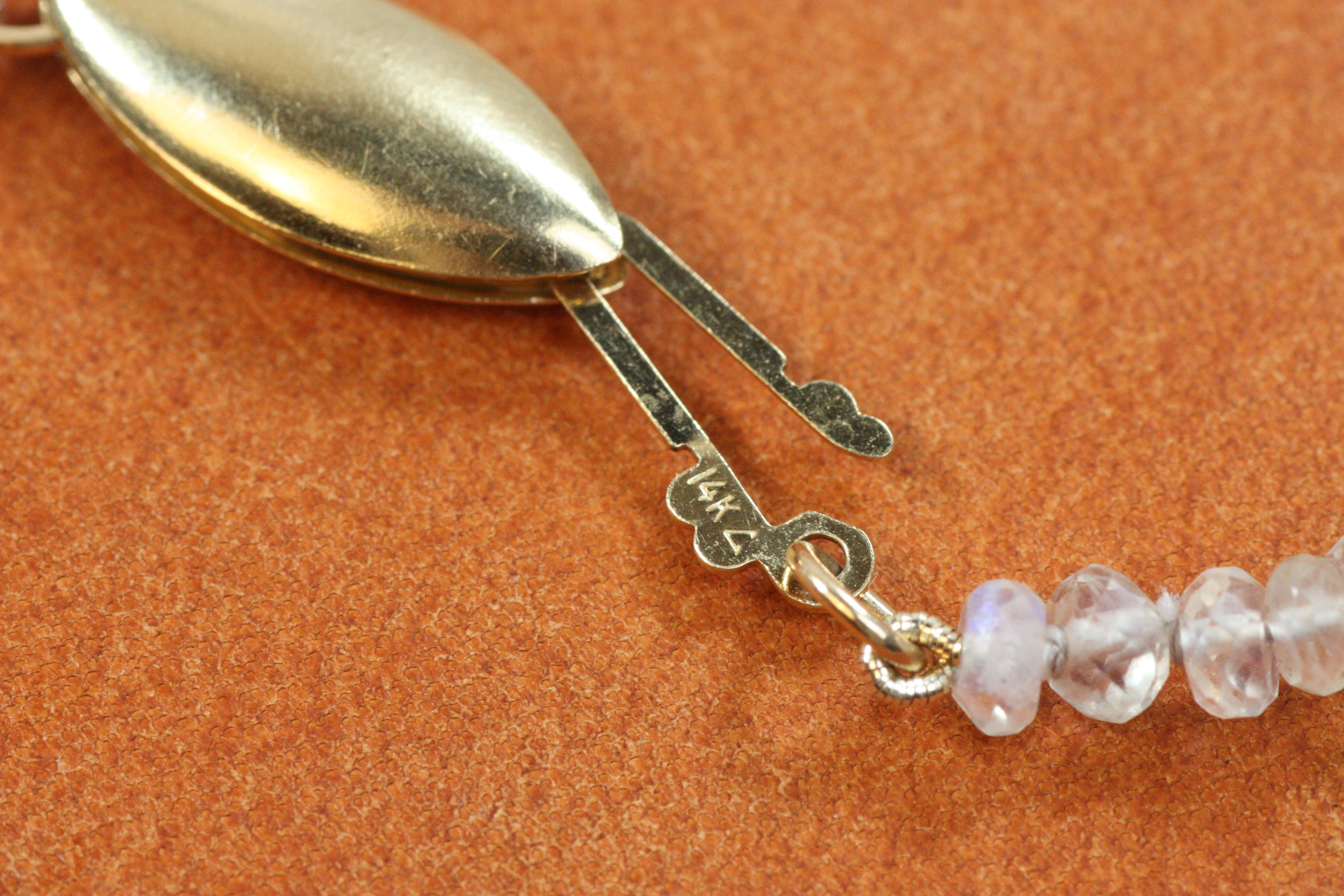 22K Sun Disc Moonstone Beaded Necklace – Pearls, Gold Nuggets, Egyptian Revival For Sale 3