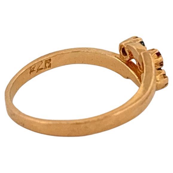 Bague en or jaune 22K de 0,11 carat de saphir, d'émeraude et de rubis en vente 1