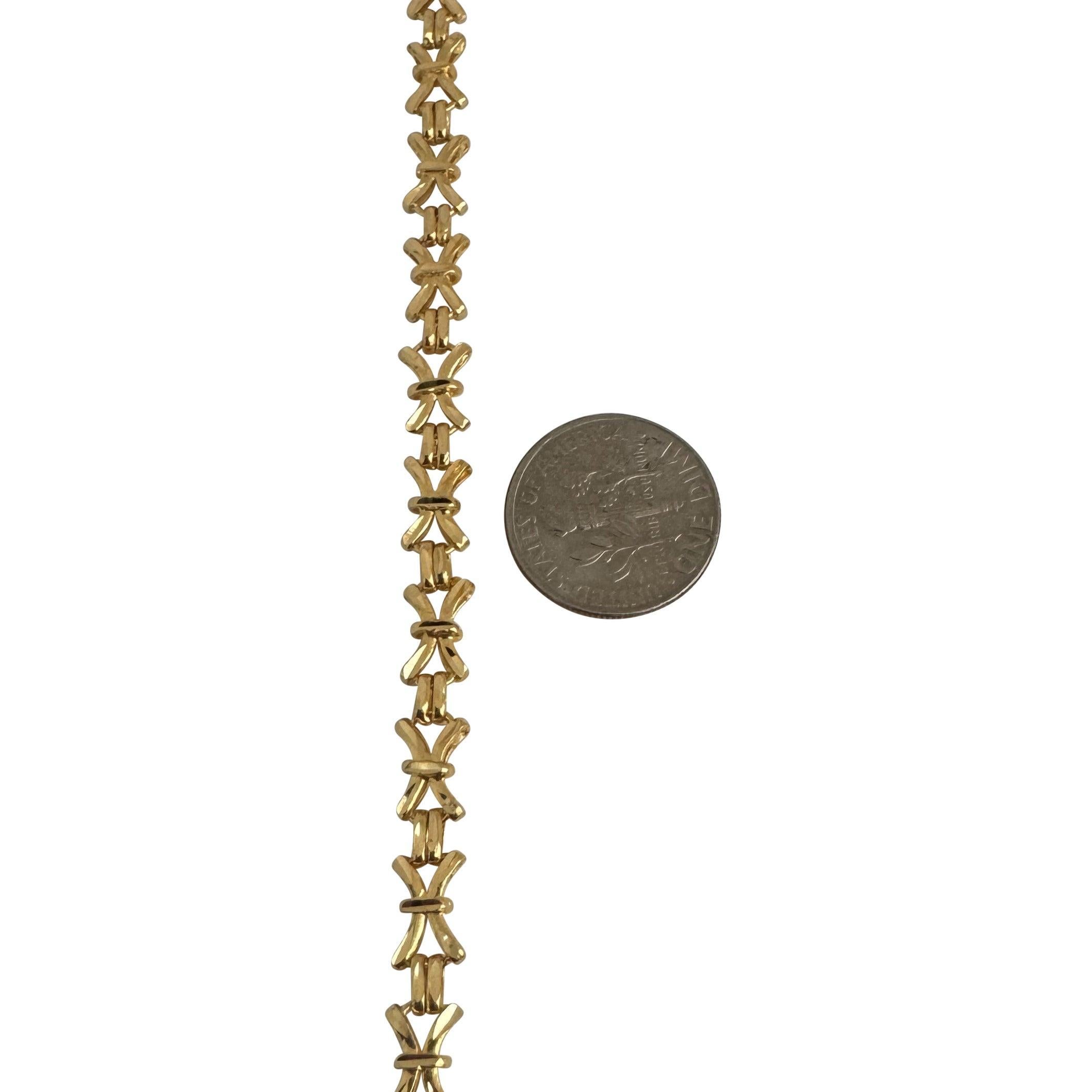 22k Yellow Gold 10.9g Solid Diamond Cut 6mm X Link Bracelet 7