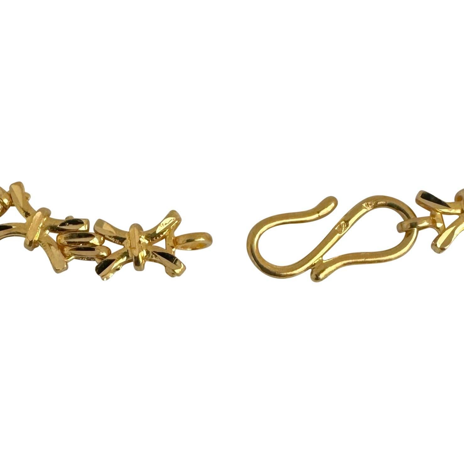 22k Yellow Gold 10.9g Solid Diamond Cut 6mm X Link Bracelet 7