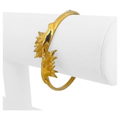22k Yellow Gold 14.2g Solid Fancy Small Bypass Bangle Bracelet 6"