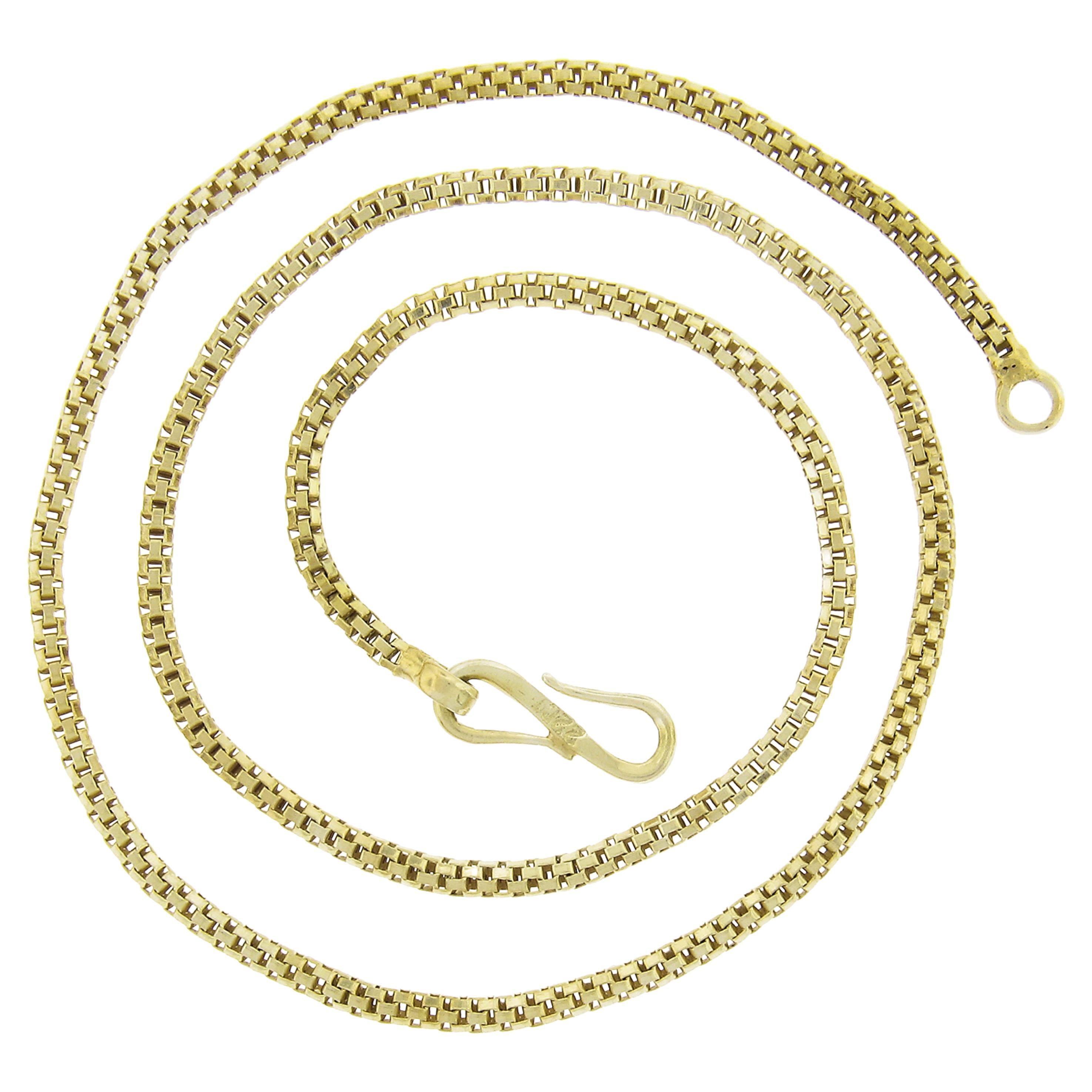 22k Yellow Gold 19" Popcorn Like Tube Link Chain Necklace W/ Sister Hook Clasp For Sale