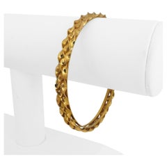 Oro giallo 22k 19,2g solido 7mm Slip-On Fancy Bangle Bracciale 8,25"