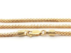 22k Yellow Gold 20" Fancy Link 2.1mm Chain Necklace w/ Lobster Claw Clasp
