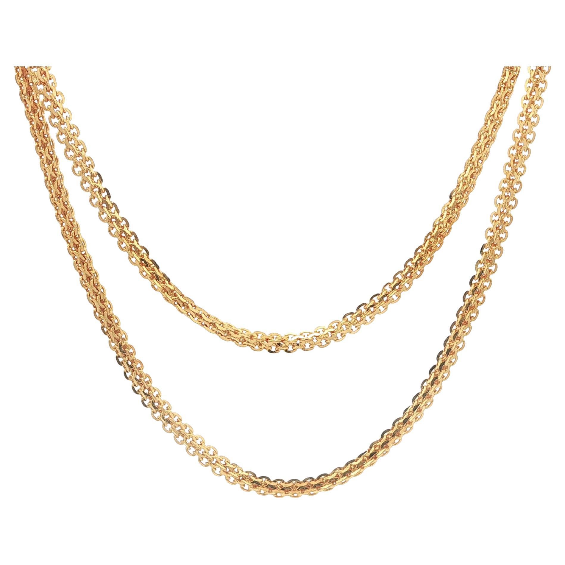 22k Yellow Gold 20" Fancy Link 2.1mm Chain Necklace w/ Lobster Claw Clasp