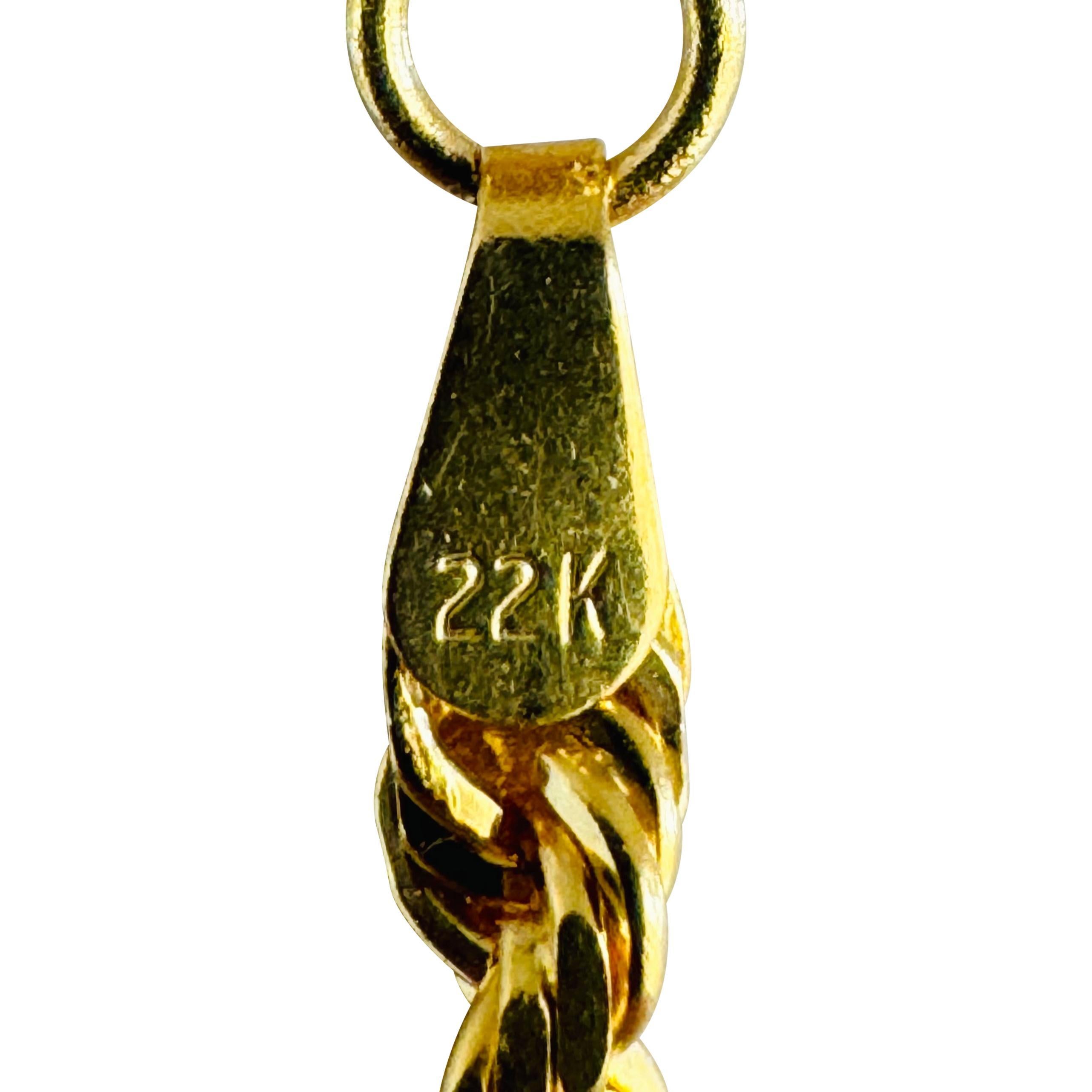 22k Gelbgold 21,6g Massivdiamantschliff 3mm Seilkette Halskette 18