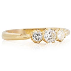 22k Yellow Gold 3 Stone Ring with 0.40 Ct Natural Diamonds