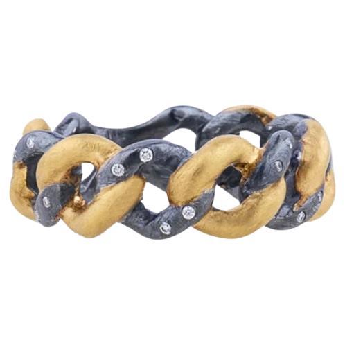 22k Yellow Gold and Oxidized Silver "Carla" Band Lika Behar with Diamonds