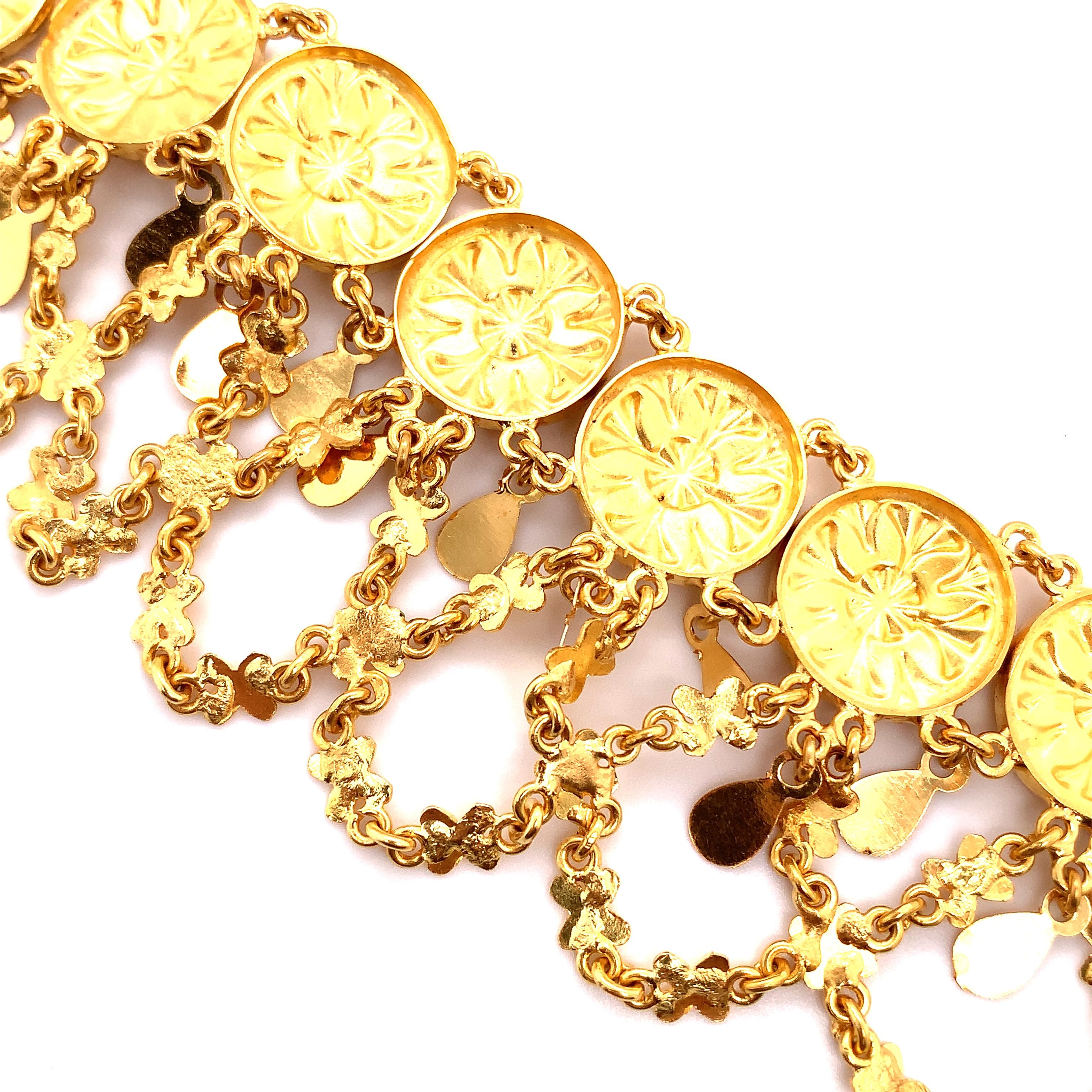 22k Yellow gold anklet bracelet jewellery Indian Asian wedding ceremony art deco For Sale 2