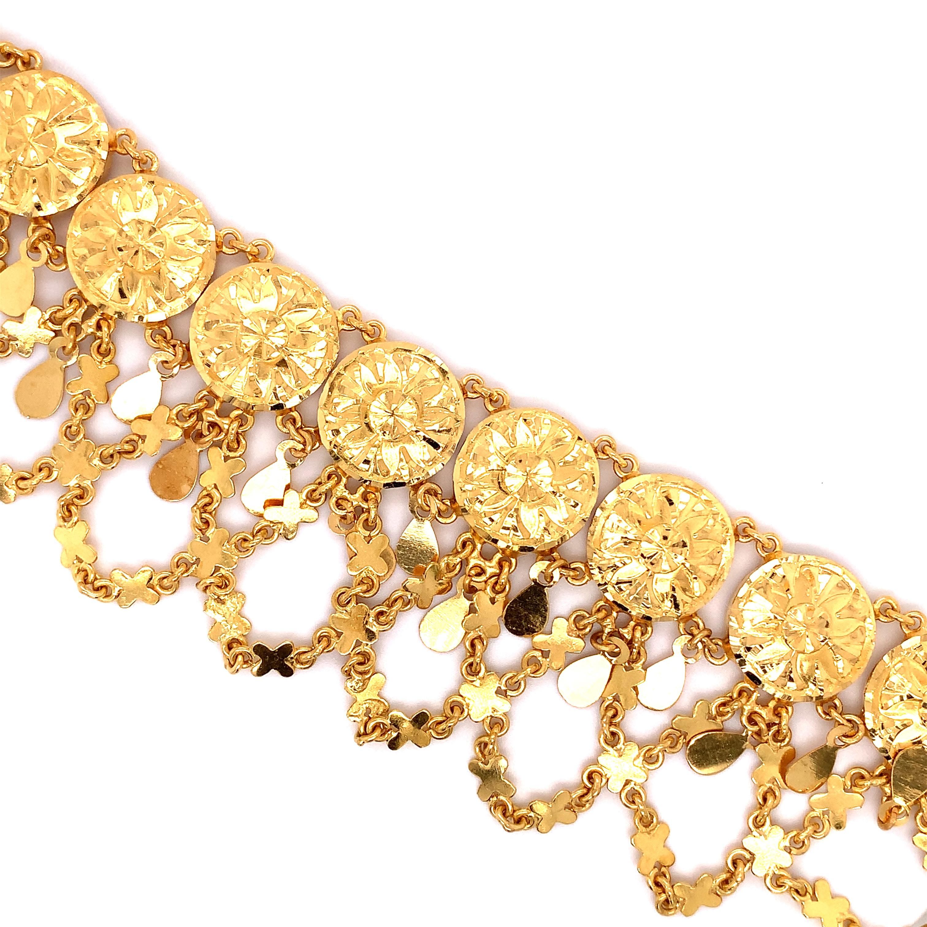 22k Yellow gold anklet bracelet jewellery Indian Asian wedding ceremony art deco For Sale 3